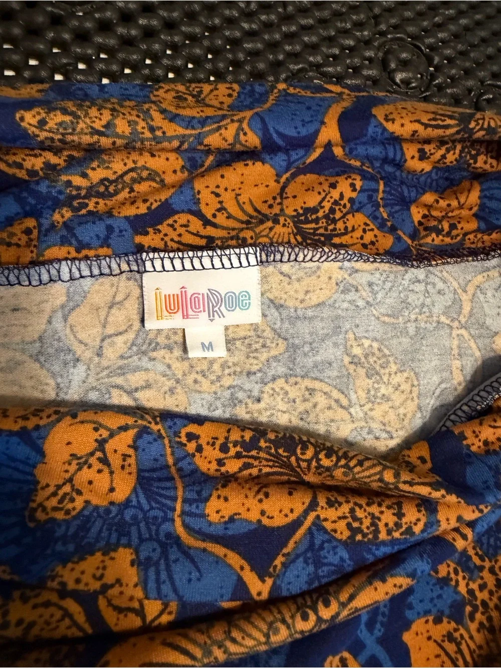 LuLaRoe Blue and Mustard Floral Midi Skirt